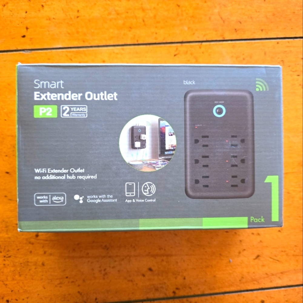 New GHome Smart Plug Outlet Extender 15A/1800W Black